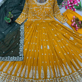 Mustard Party Look Anarkali Gown