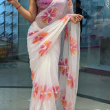 Classy Flower Print Saree