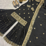 Heavy Natural Crep Embroidered Suit