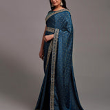 Women print Chinon saree