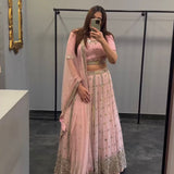 Peach Heavy Enbrodiery Lehenga