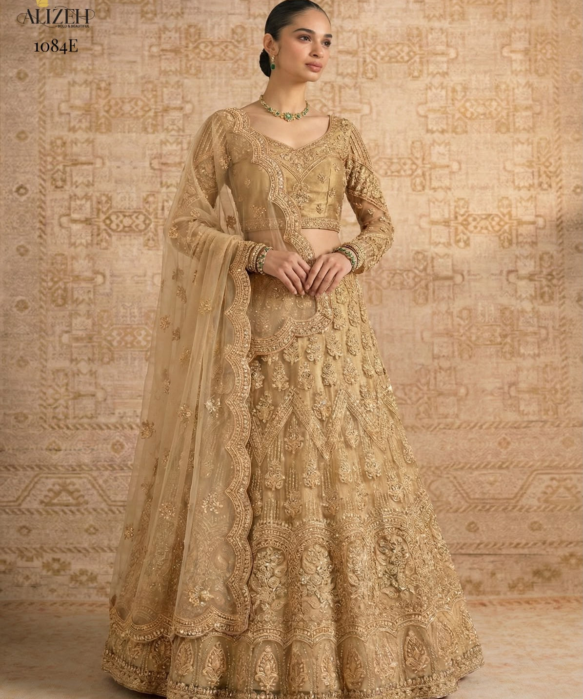 Alizeh Golden Wedding Embroidered Lehenga