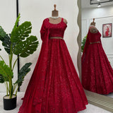 Red Party Lehenga