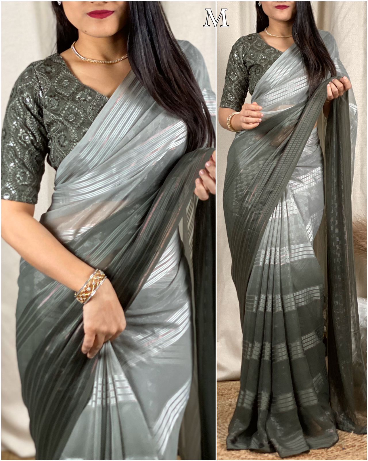 Rustic Glamour Sparkle georgette Saree