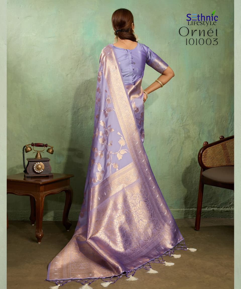 Adorn Golden Zari Woven Silk Saree