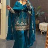 Exclusive Fendy Satin Embroidered Suit