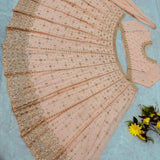 Peach Heavy Enbrodiery Lehenga