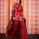Maroon Classy Organza Top Sharara