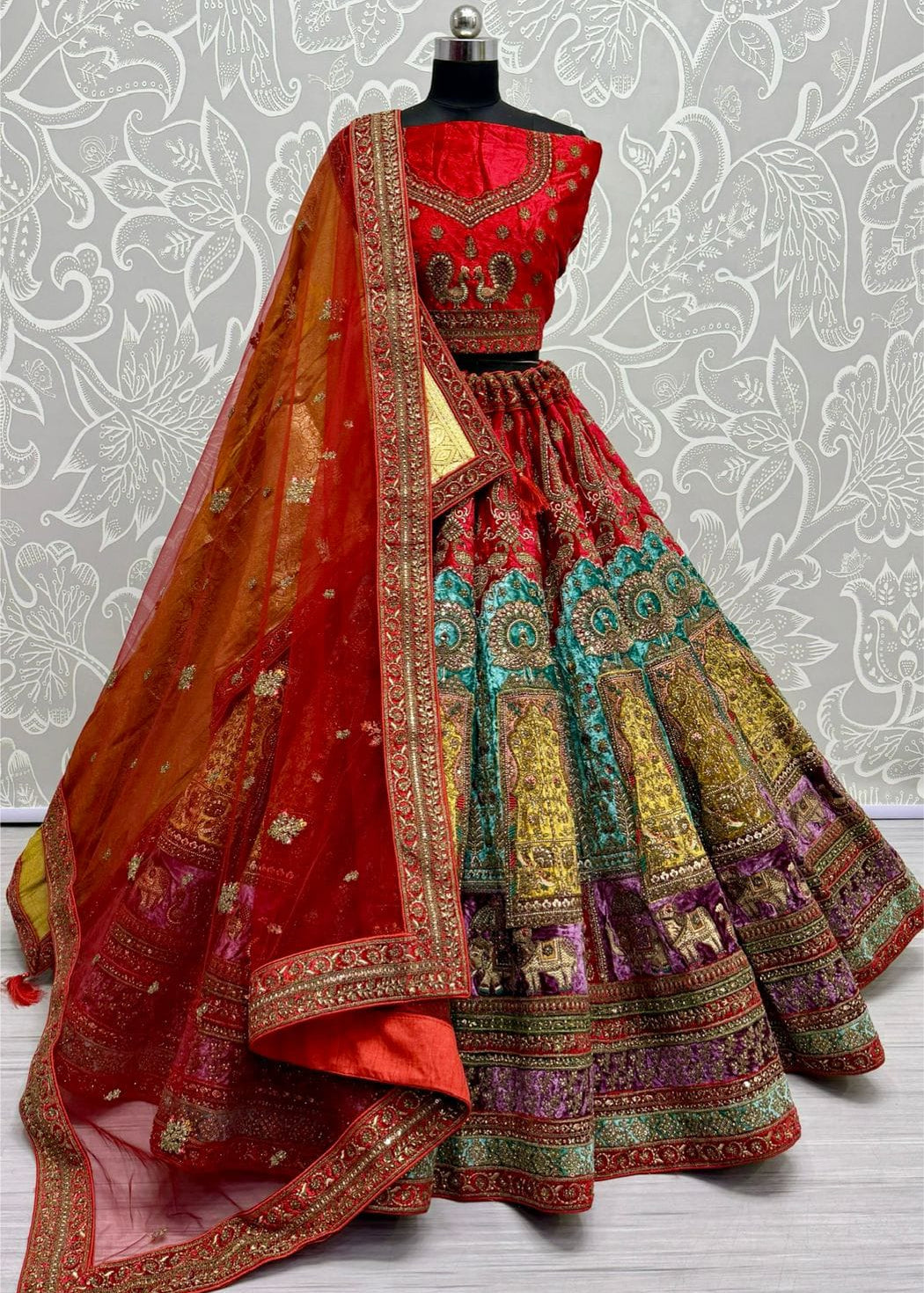 Premium Bridal Heritage Velvet Lehenga