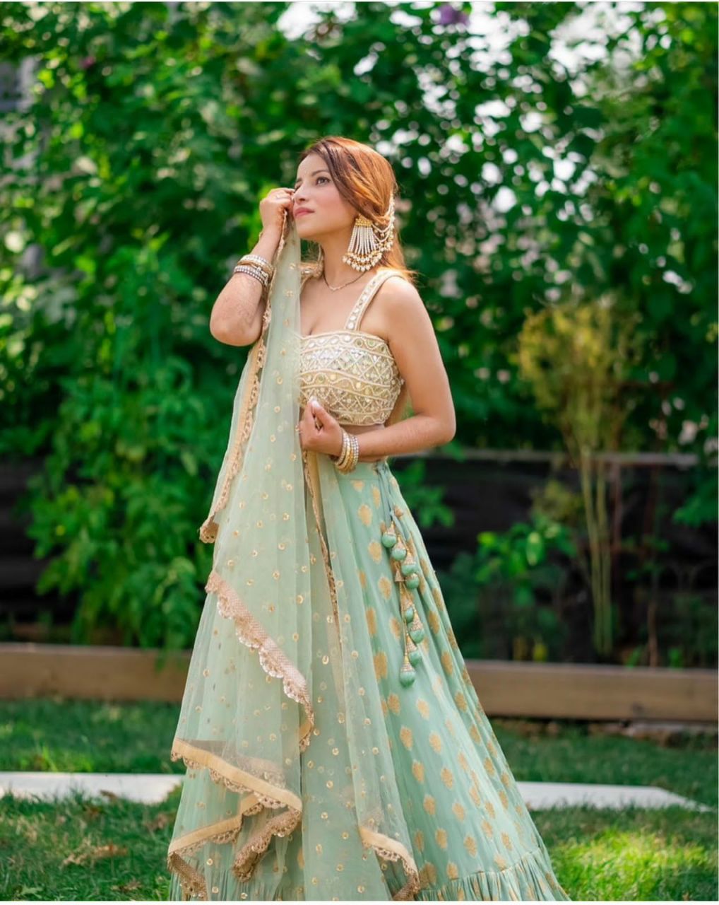 Partywear Banarasi Jacquard lahenga