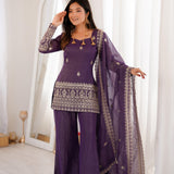 Purple Fresh Look Silk Outfit