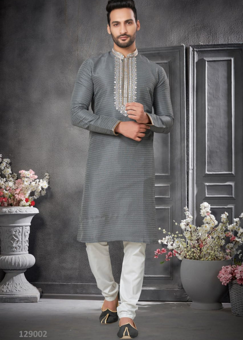 Silk Embroidered Mens Kurta