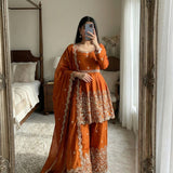 Mustard Ethnic Fandy Silk Suit