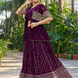 Wine Heavy Wedding Koti Lehenga