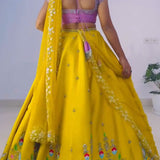 Yellowish Pithi Chinon Lehenga