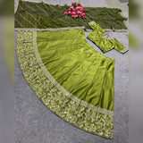 Perrot Green Attractive Party Wear Silk Lehenga choli