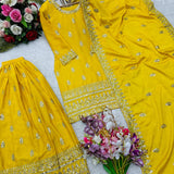 Yellow Chinon Silk Top Sharara