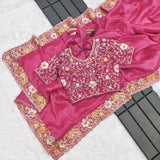 Light Pink Designer Gold Crush Saree
