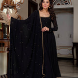 Blooming Black Anarkali Suit