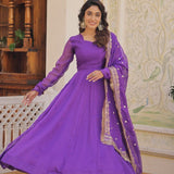 Attractive Russian Silk Anarkali Gown