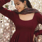 Maroon Georgette Anarkali Dress