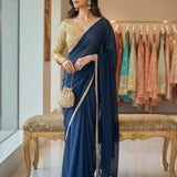 Royal Navy Elegance Saree - Size M