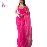 Premium Pink Organza Silk Saree