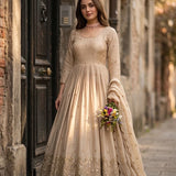 Pretty Chinon Silk Anarkali Gown - Size M