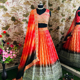 Digital Printed Chinon Silk Lehenga