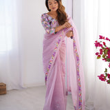 Designer Purple Net Saree