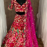 Wedding Flower Embroidery Work Lehenga