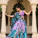 Floral Printed Silk Lehenga Choli