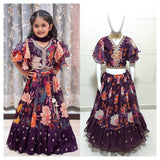 Trendy Flower Printed Kids Lehenga Choli