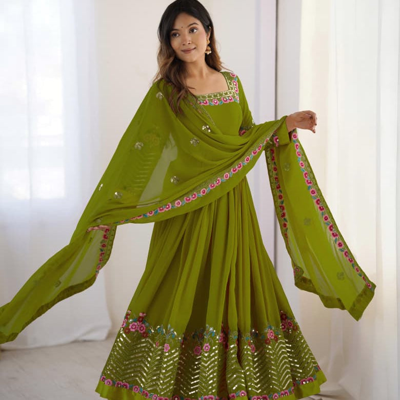 Elegant Embroidered Anarkali Suit