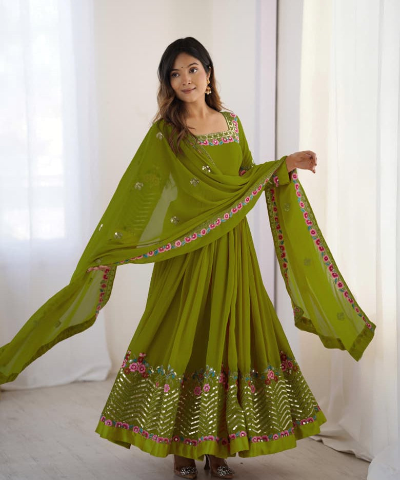 Elegant Embroidered Anarkali Suit