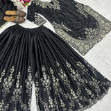 Black Wedding Look Top Plazzo