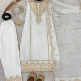 White Heavy Chinon SIlk Suit