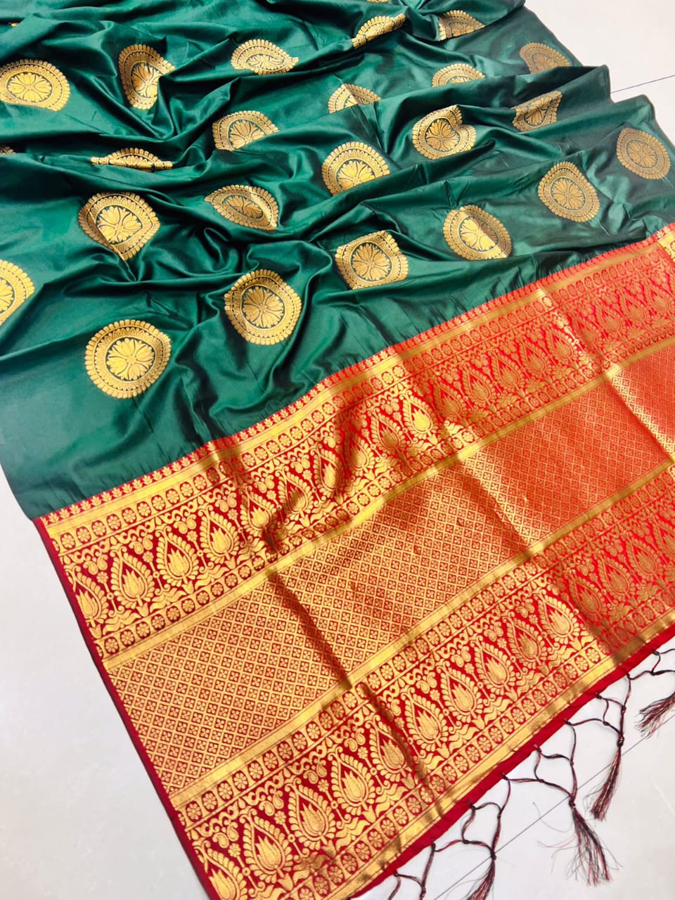 Beautiful Soft Chakrani Silk sareeGolden