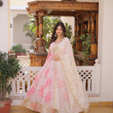 Ravishing Floral Silk Anarkali Gown