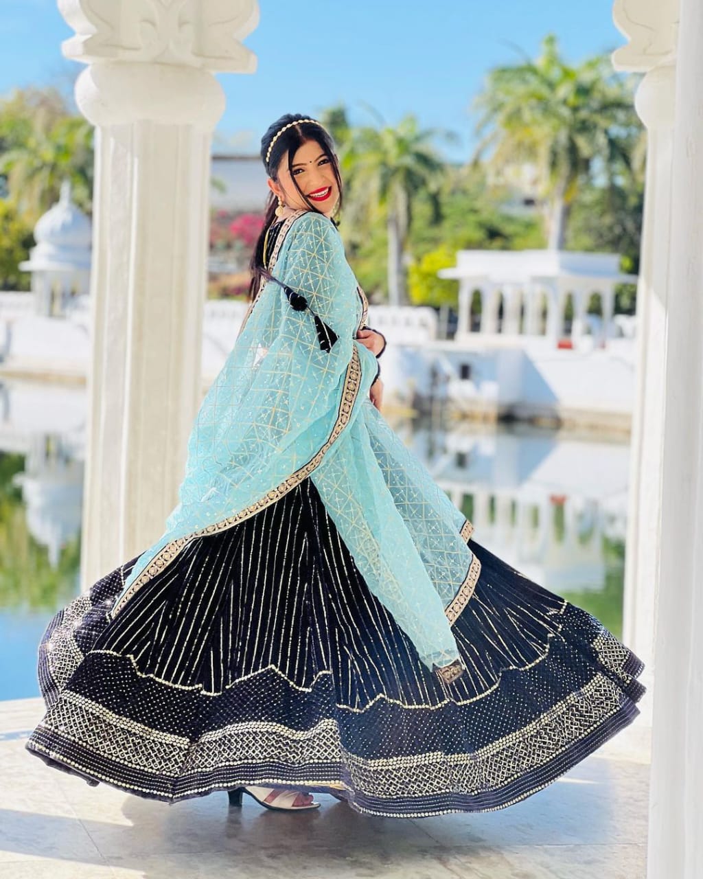 Party Wear viscose Velvet Lehenga choli