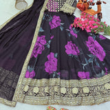 Beautifull Flower Printed Anarkali Gown