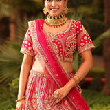 Attractive Party Wear ed Colour Embroidered Silk Lehenga choli