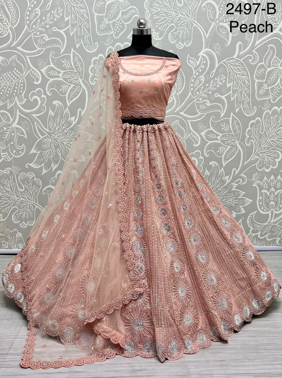 zircon and sequins embroidered partywear Lehengacholi