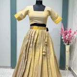 Traditional Gold Half Lehenga Saree