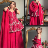 Stylish Pink Embroidered Top Sharara