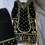 Black Embroidered Top Plazzo