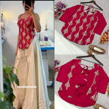 Festive Stylish Silk Top Plazzo