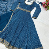 Faux Georgette Blue Salwar With Pant