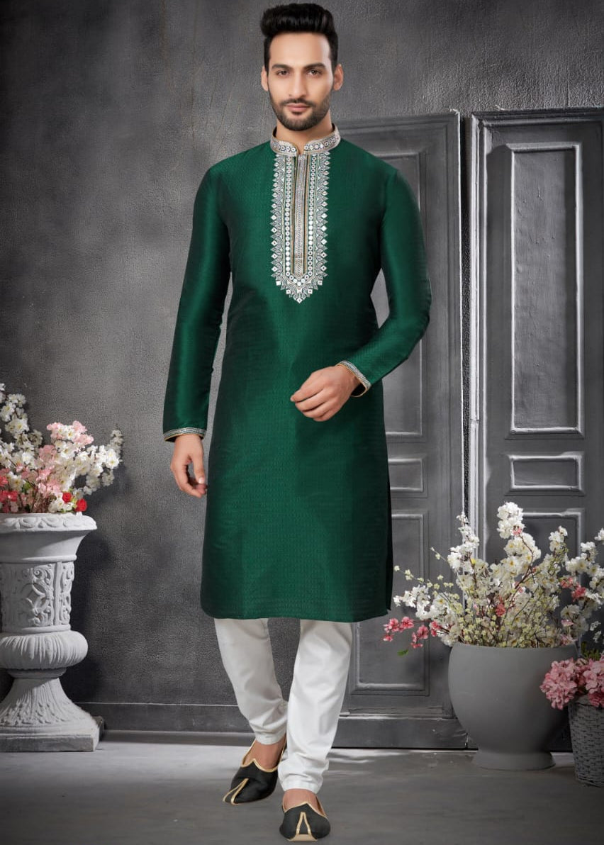 Silk Embroidered Mens Kurta