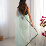 Fancy Sky Twill Net Saree